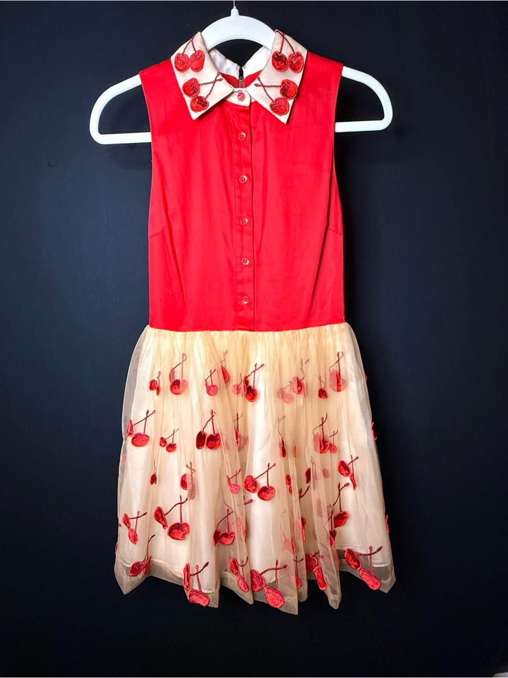 NWT & FABULOUS!! Alice + Olivia Cherry Collared Tulle Dress! Pop that cherry 🍒 - Picture 6 of 12